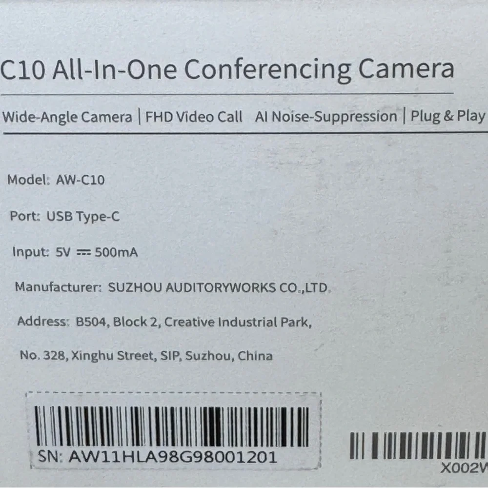 (NWB) Nuroum C10 Conference Camera For Huddle Rooms